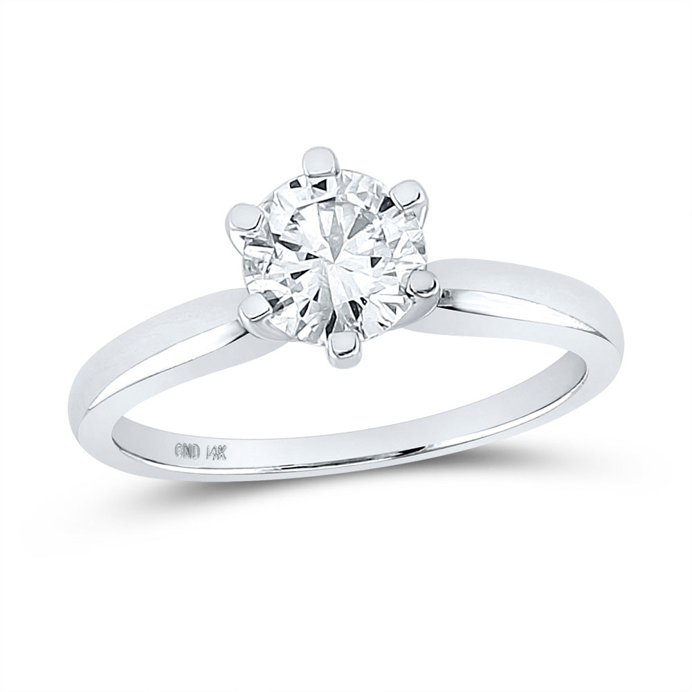 14kt White Gold Womens Round Diamond Solitaire Bridal Wedding Engagement Ring 1 Cttw