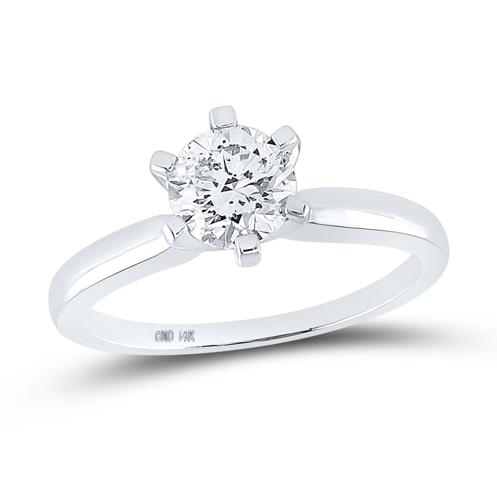 14kt White Gold Womens Round Diamond Solitaire Bridal Wedding Engagement Ring 1 Cttw