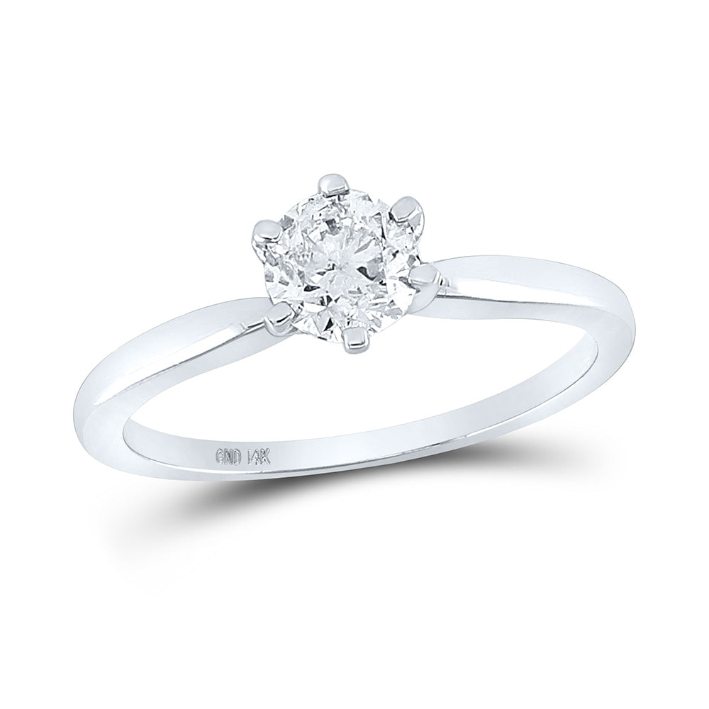 14kt White Gold Womens Round Diamond Solitaire Bridal Wedding Engagement Ring 3/4 Cttw