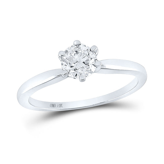 14kt White Gold Womens Round Diamond Solitaire Bridal Wedding Engagement Ring 3/4 Cttw