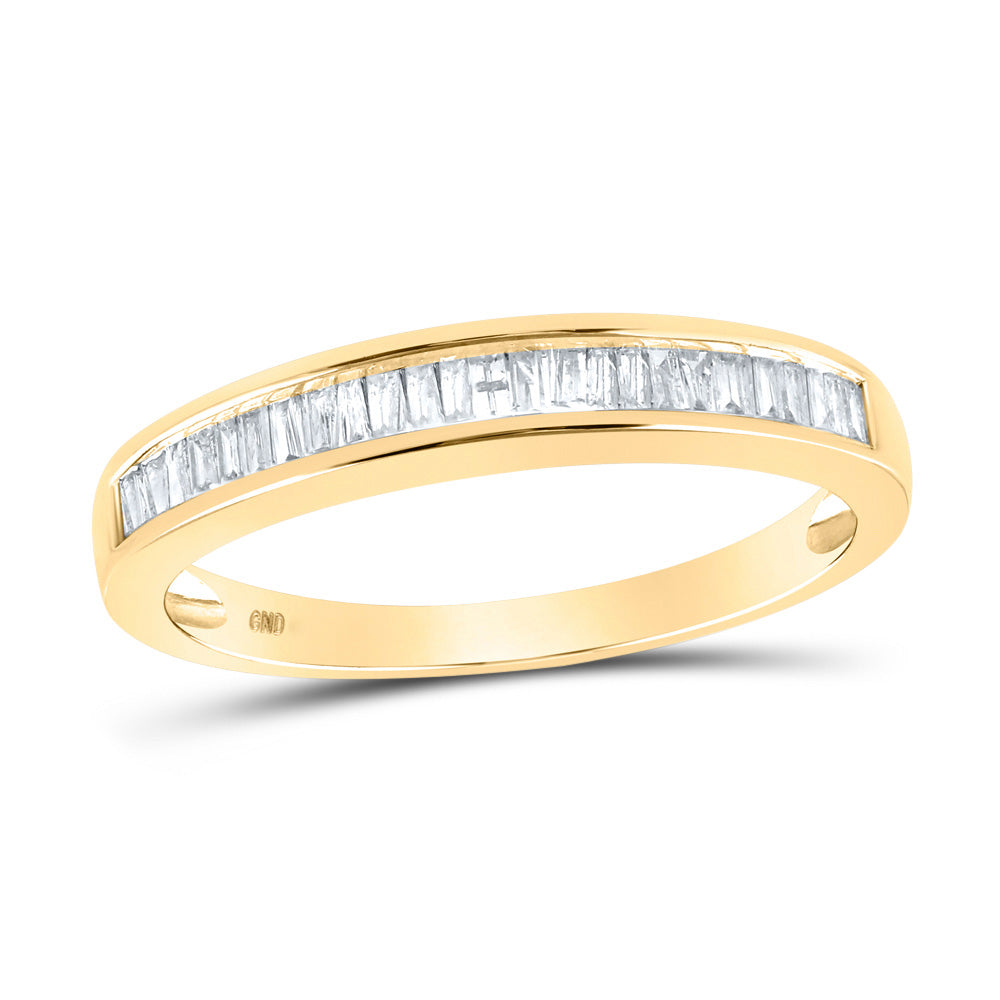 14kt Yellow Gold Womens Baguette Diamond Wedding Band 1/4 Cttw