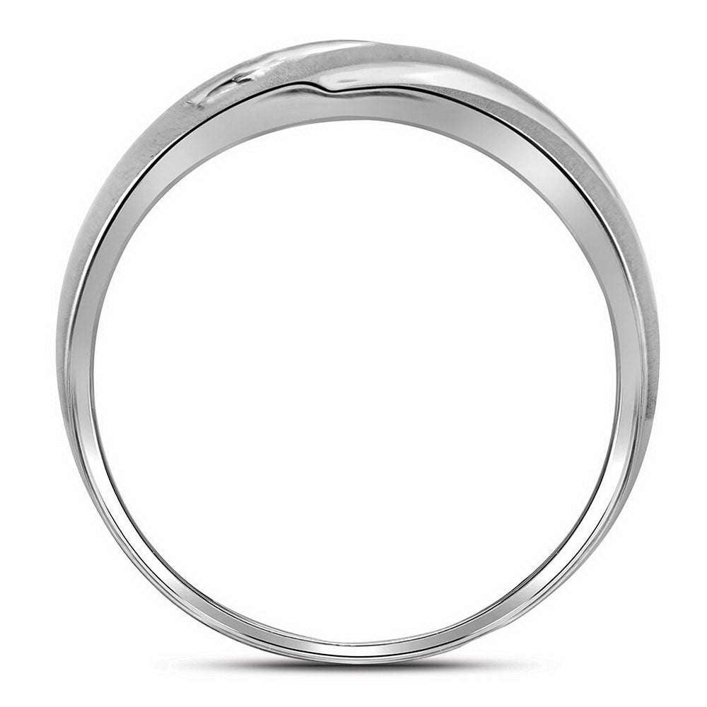 10kt White Gold Mens Round Diamond Single Row Band Ring 1/4 Cttw