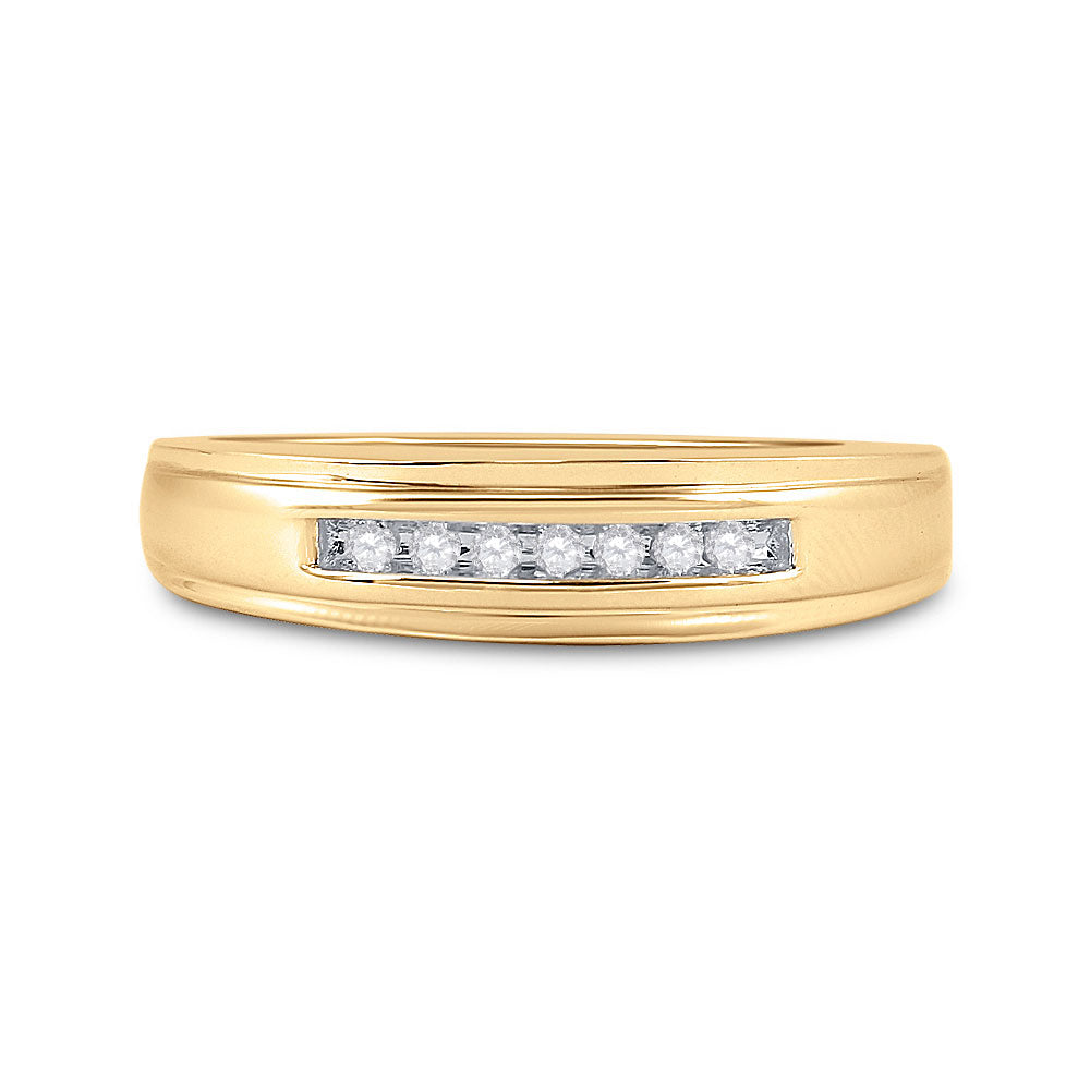 10kt Yellow Gold Mens Round Diamond Wedding Band Ring 1/12 Cttw