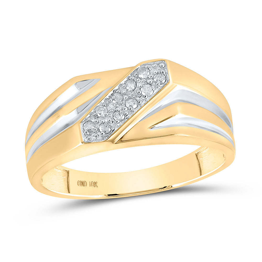 10kt Yellow Gold Mens Round Diamond Band Ring 1/10 Cttw