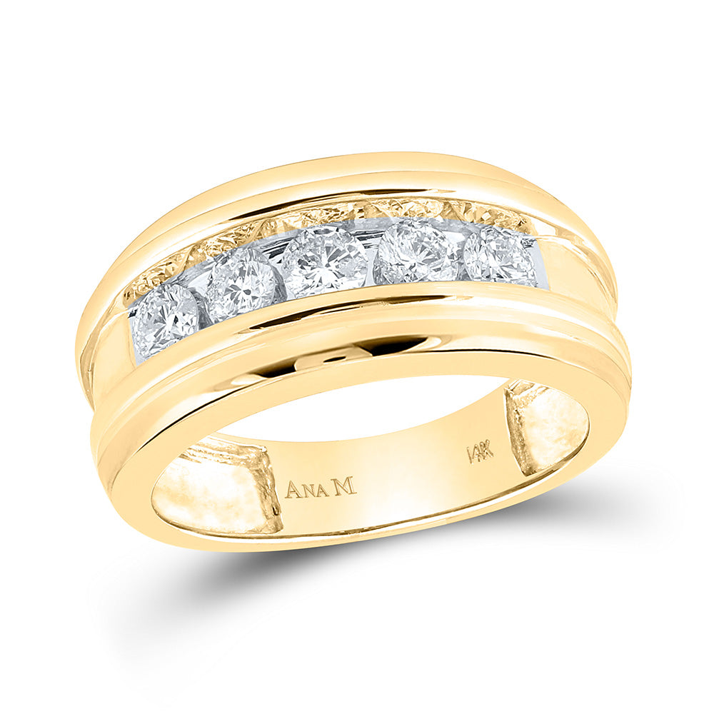 14kt Yellow Gold Mens Round Diamond Wedding Channel Set Band Ring 1 Cttw