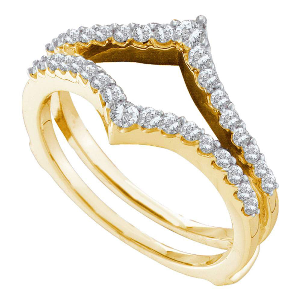 14kt Yellow Gold Womens Round Diamond Ring Guard Wrap Enhancer