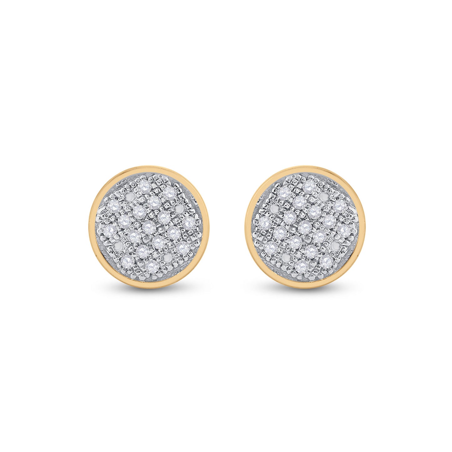 10kt Yellow Gold Womens Round Diamond Circle Cluster Earrings 1/10 Cttw