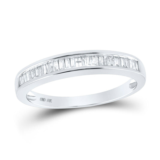 10kt White Gold Womens Baguette Diamond Wedding Band 1/4 Cttw