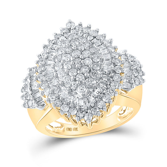 10kt Yellow Gold Womens Round Diamond Oval Cluster Ring 2 Cttw
