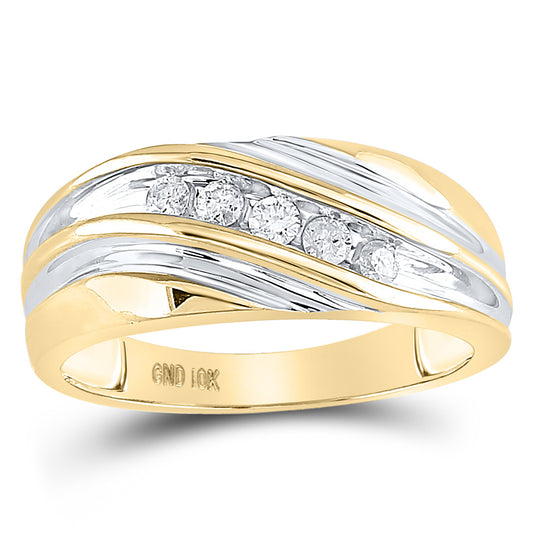 10kt Yellow Gold Mens Round Diamond Wedding Band Ring 1/4 Cttw