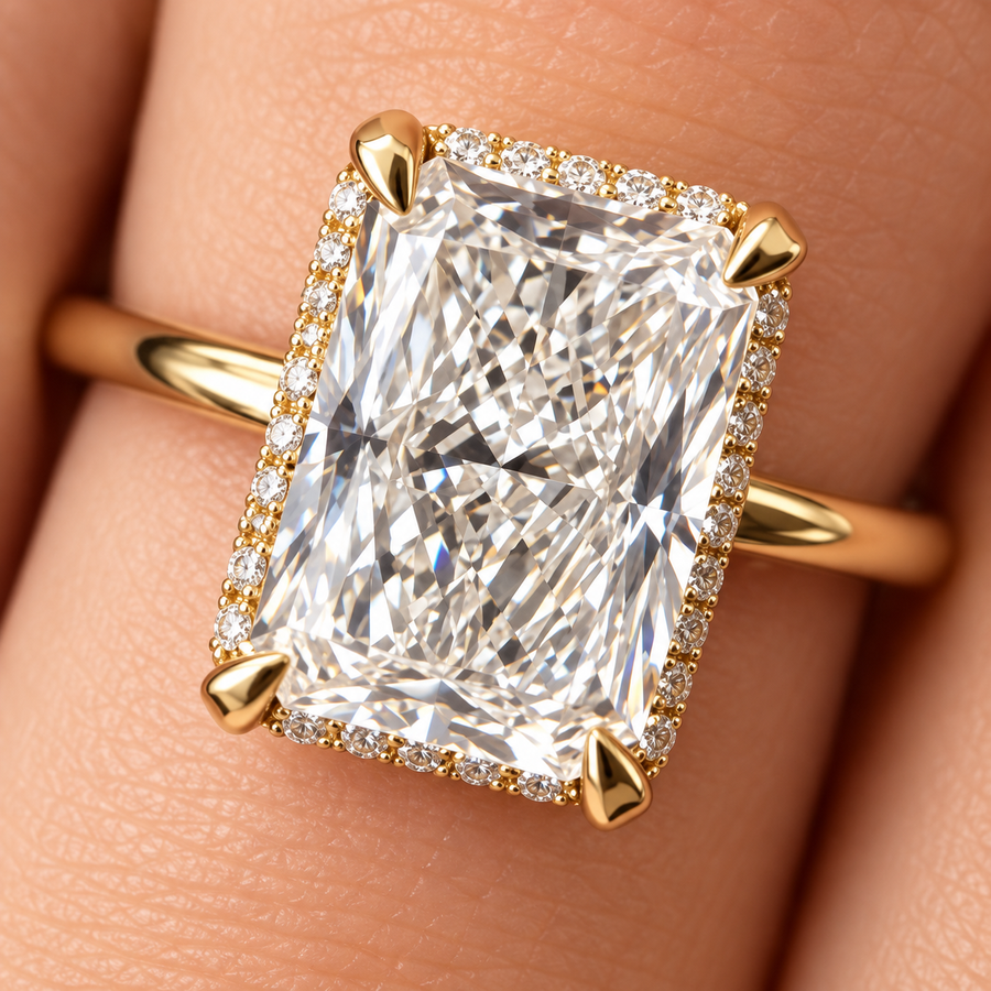 Radiant-Cut Diamond Halo Ring