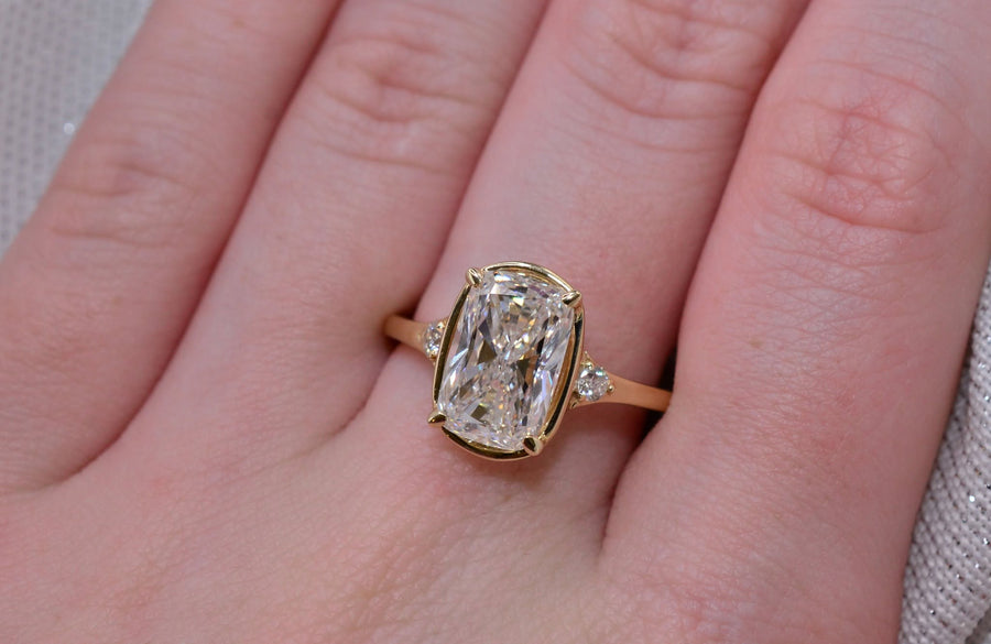 Elongated Cushion-Cut Diamond Accent Ring