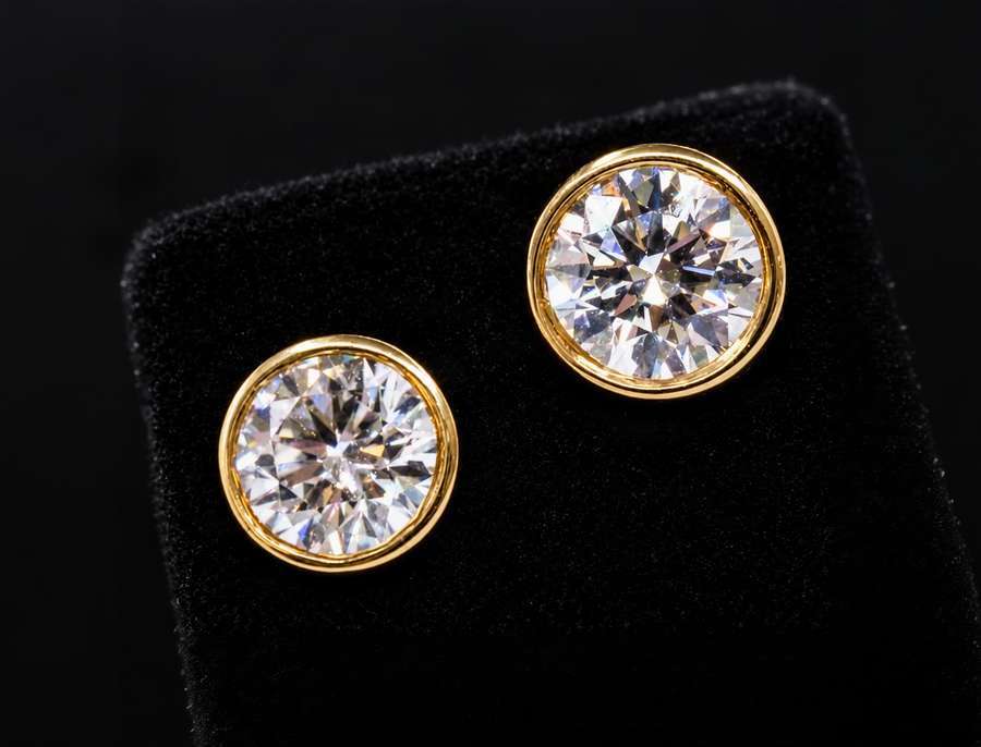 Round Bezel-Set Earrings