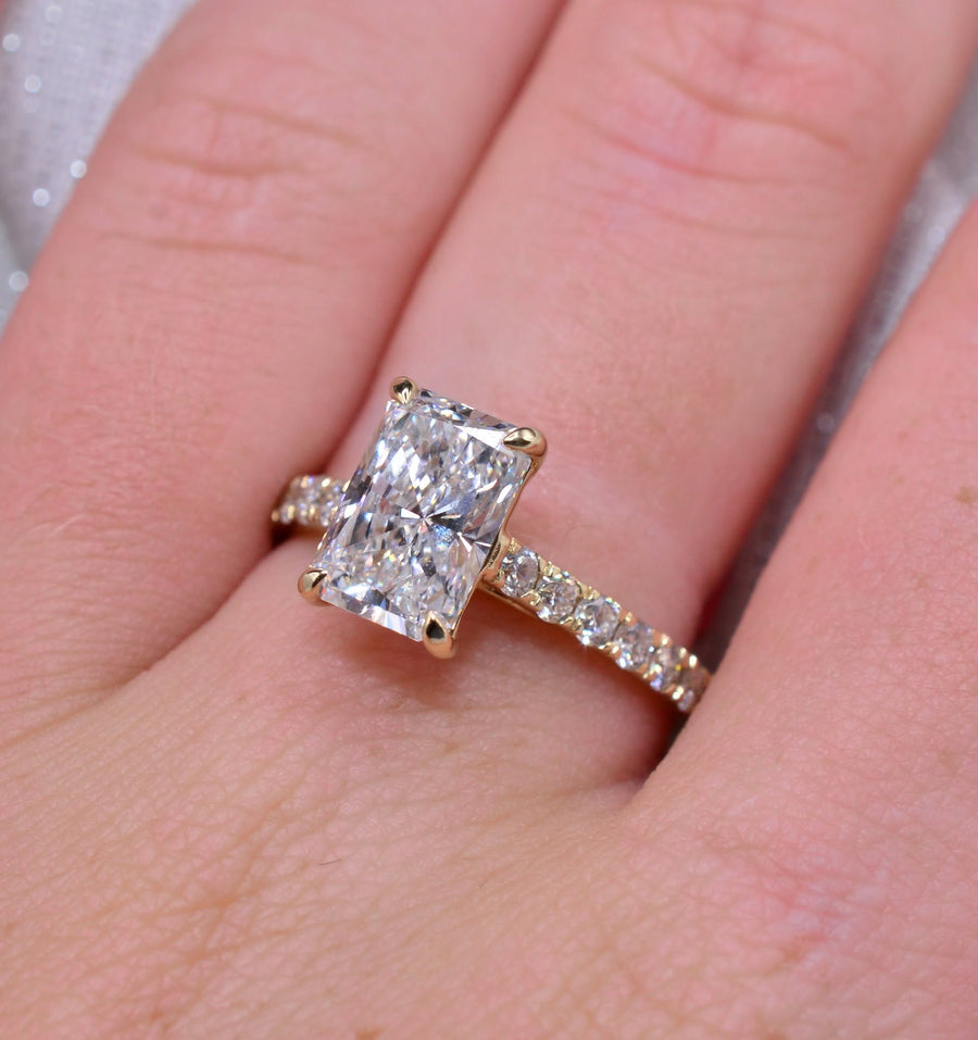 14K Radiant Cut Lab Diamond Ring