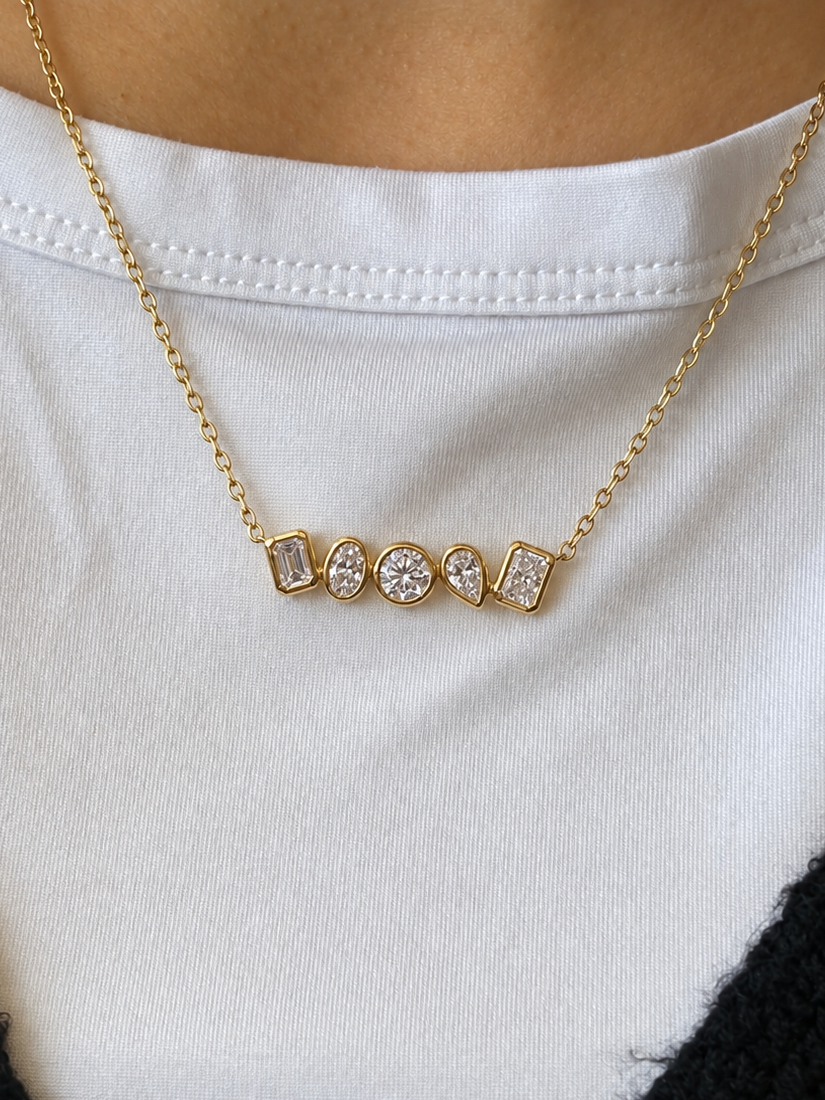 Yellow Gold and Lab Grown Diamond Necklace