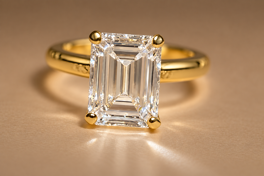 Emerald-Cut Diamond Solitaire