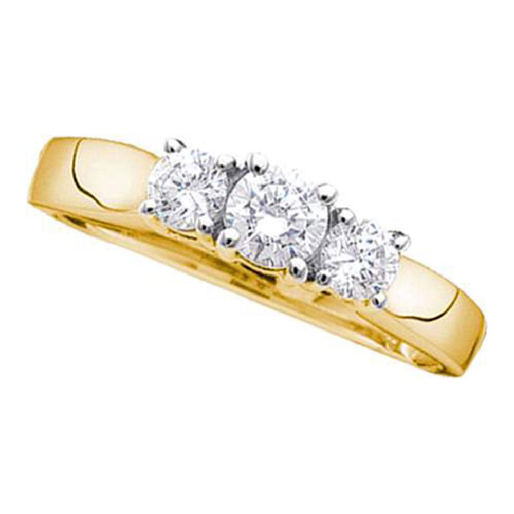 14kt Yellow Gold Round Diamond 3-stone Bridal Wedding Engagement Ring 1 Cttw