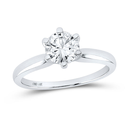 14kt White Gold Womens Round Diamond Solitaire Bridal Wedding Engagement Ring 1 Cttw