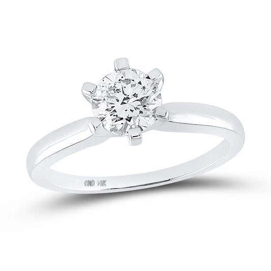 14kt White Gold Womens Round Diamond Solitaire Bridal Wedding Engagement Ring 1 Cttw
