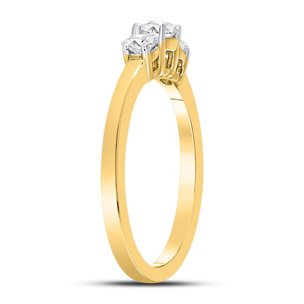 14kt Yellow Gold Round Diamond 3-stone Bridal Wedding Engagement Ring 1/2 Cttw