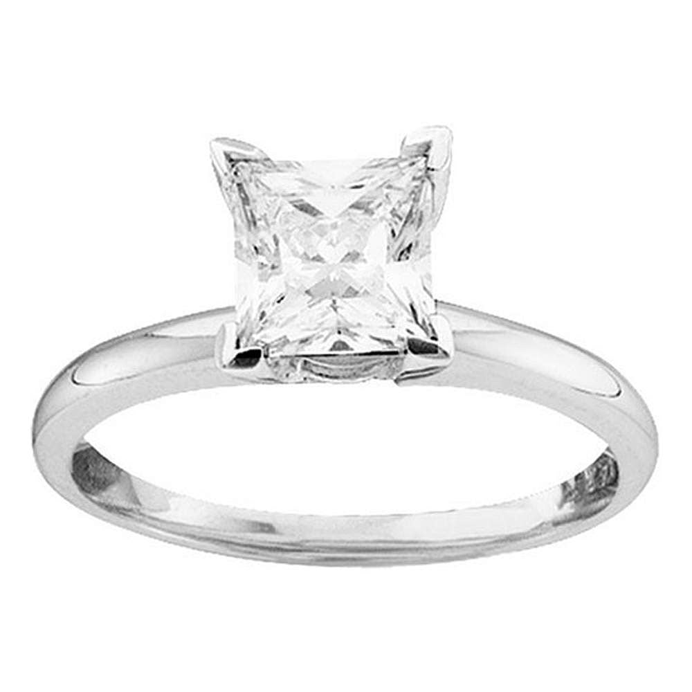 14kt White Gold Womens Princess Diamond Solitaire Bridal Wedding Engagement Ring 3/4 Cttw