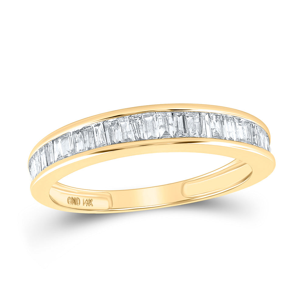 14kt Yellow Gold Womens Baguette Diamond Wedding Band 1/2 Cttw