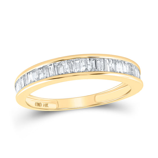 14kt Yellow Gold Womens Baguette Diamond Wedding Band 1/2 Cttw