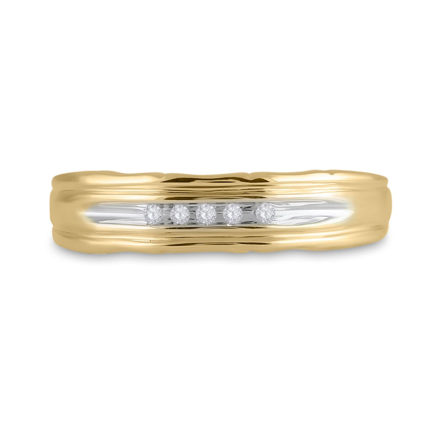 10kt Yellow Gold Mens Round Diamond Wedding Band Ring 1/20 Cttw