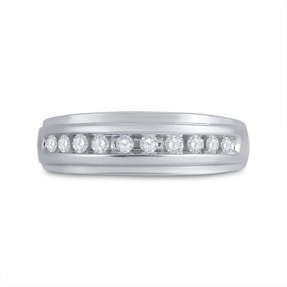 10kt White Gold Mens Round Diamond Wedding Band Ring 1/4 Cttw