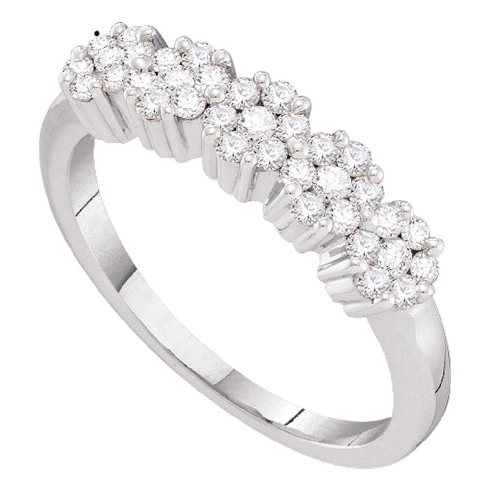 14kt White Gold Womens Round Diamond Five Flower Cluster Ring 1/4 Cttw