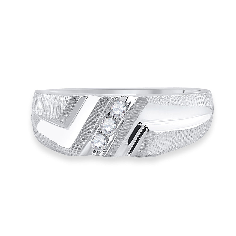 10kt White Gold Mens Round Diamond Wedding Band Ring 1/10 Cttw