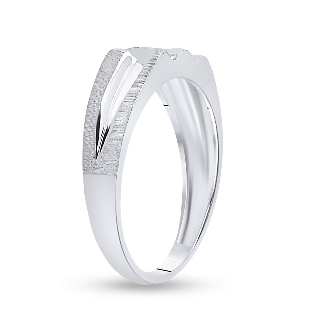 10kt White Gold Mens Round Diamond Wedding Band Ring 1/10 Cttw