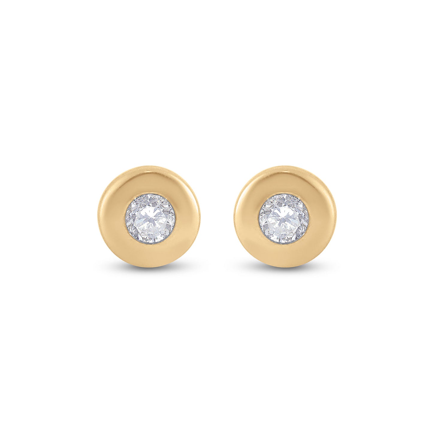 14kt Yellow Gold Womens Round Diamond Solitaire Earrings 1/10 Cttw