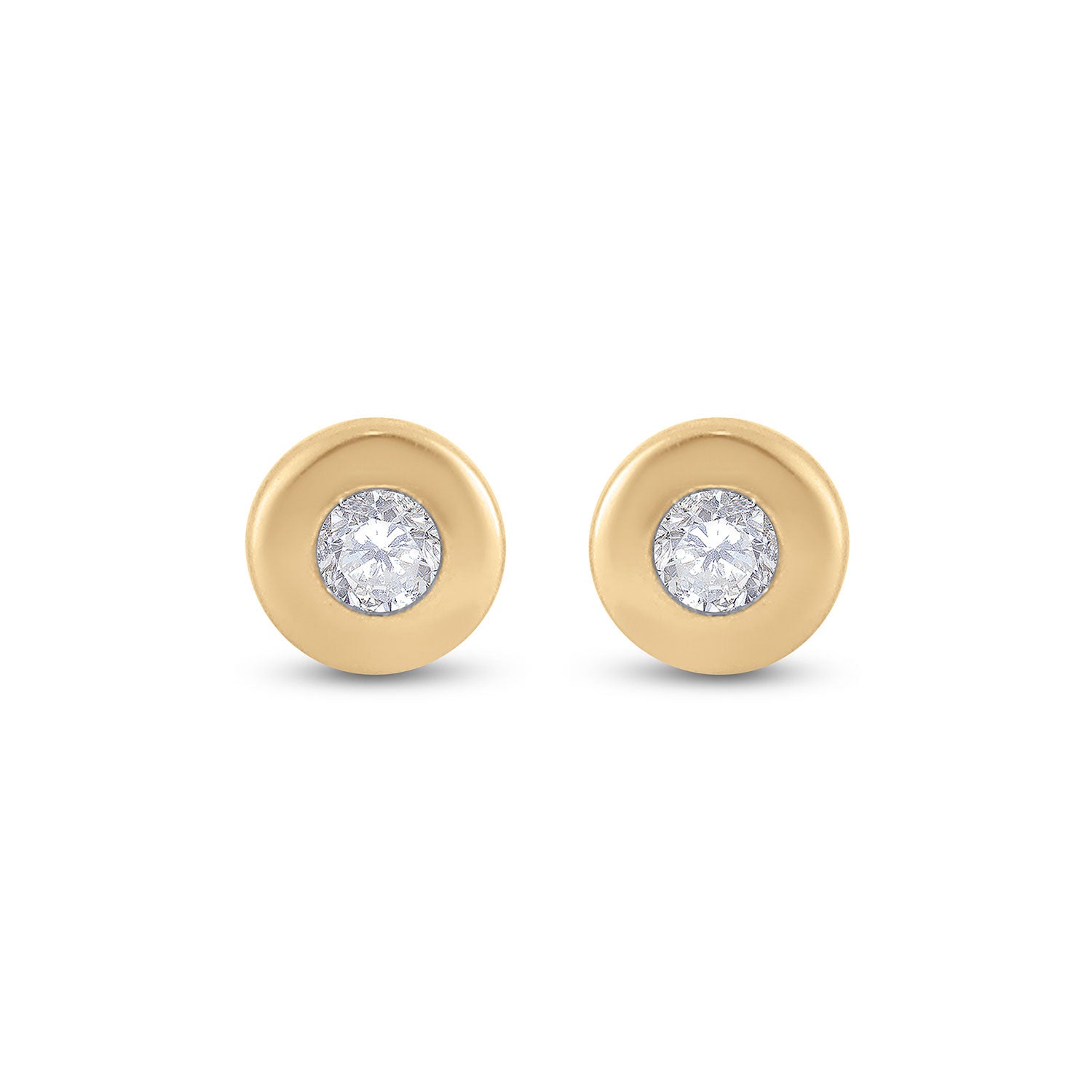 14kt Yellow Gold Womens Round Diamond Solitaire Earrings 1/10 Cttw