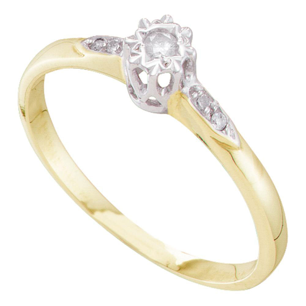 10kt Yellow Gold Round Diamond Solitaire Bridal Wedding Engagement Ring 1/20 Cttw
