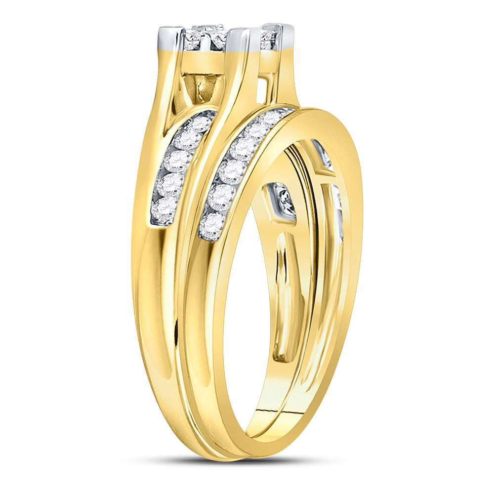 14kt Yellow Gold Princess Diamond Bridal Wedding Ring Band Set 1 Cttw - Size 7