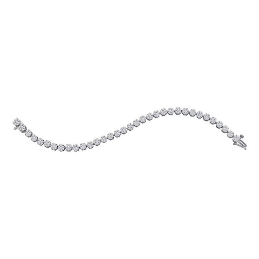 14kt White Gold Womens Round Diamond Flower Cluster Tennis Bracelet 4 Cttw