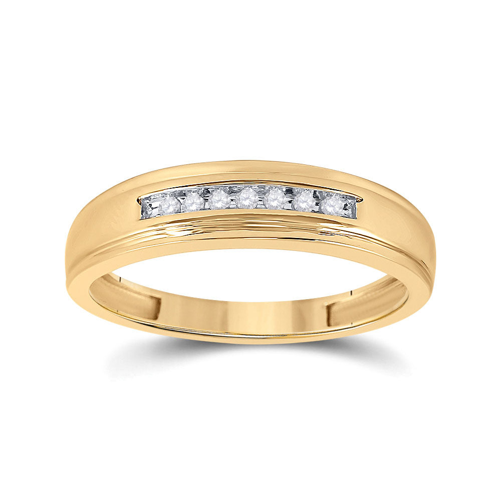14kt Yellow Gold Mens Round Diamond Wedding Band Ring 1/12 Cttw