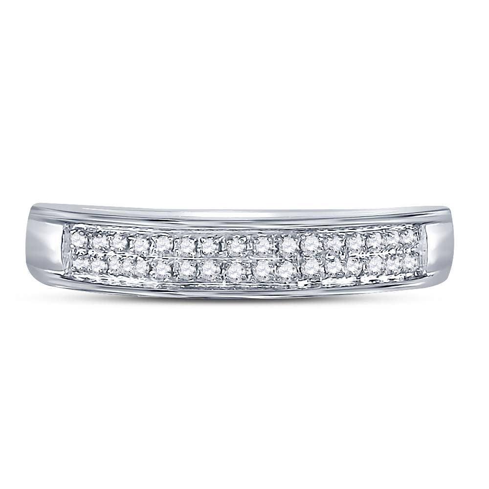 10kt White Gold Womens Round Diamond Double Row Band Ring 1/10 Cttw