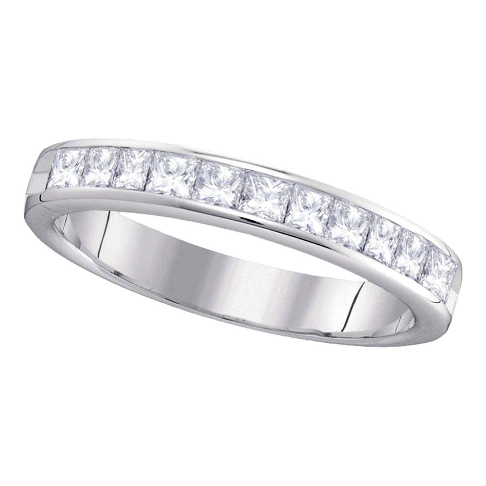14kt White Gold Womens Princess Diamond 4mm Wedding Band Ring 3/4 Cttw