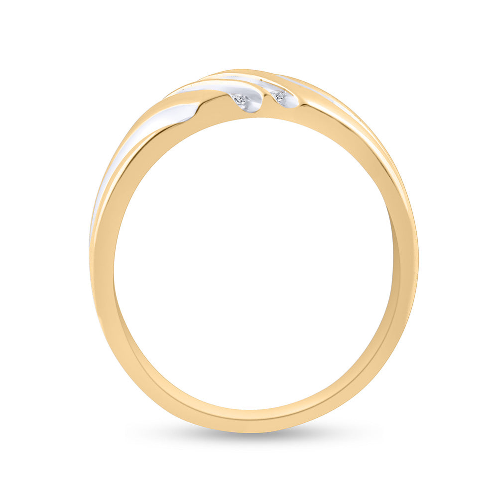 14kt Yellow Gold Mens Round Diamond Wedding Band Ring 1/8 Cttw
