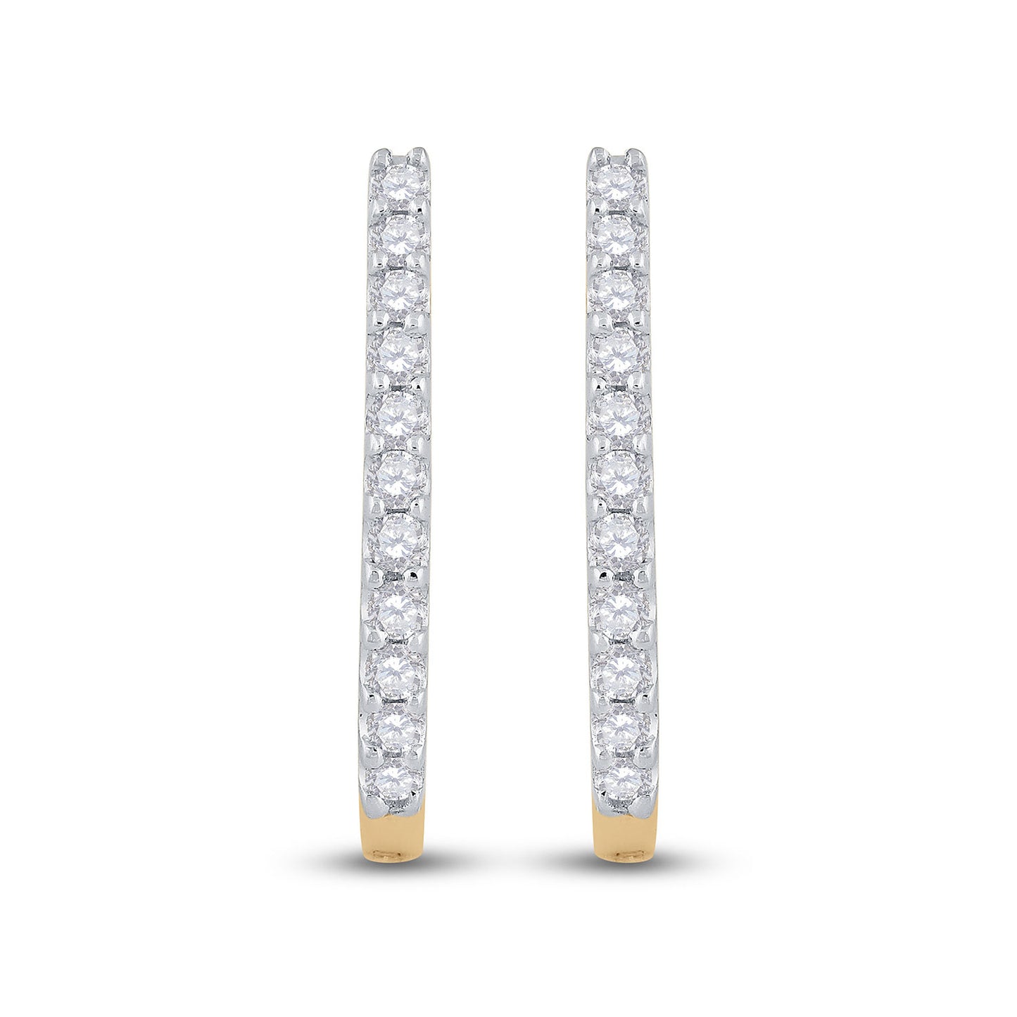 14kt Yellow Gold Womens Round Diamond Hoop Earrings 1/4 Cttw