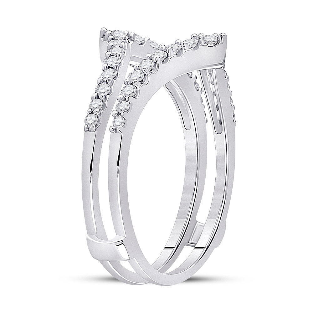 14kt White Gold Womens Round Diamond Ring Guard Wrap Solitaire Enhance –  Tribeca Diamonds