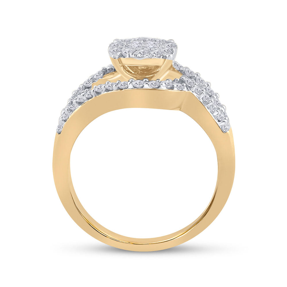 14kt Yellow Gold Princess Diamond Bridal Wedding Ring Band Set 1-1/4 Cttw