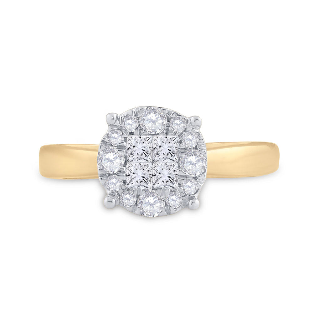 14kt Yellow Gold Princess Diamond Bridal Wedding Engagement Ring 1/2 Cttw