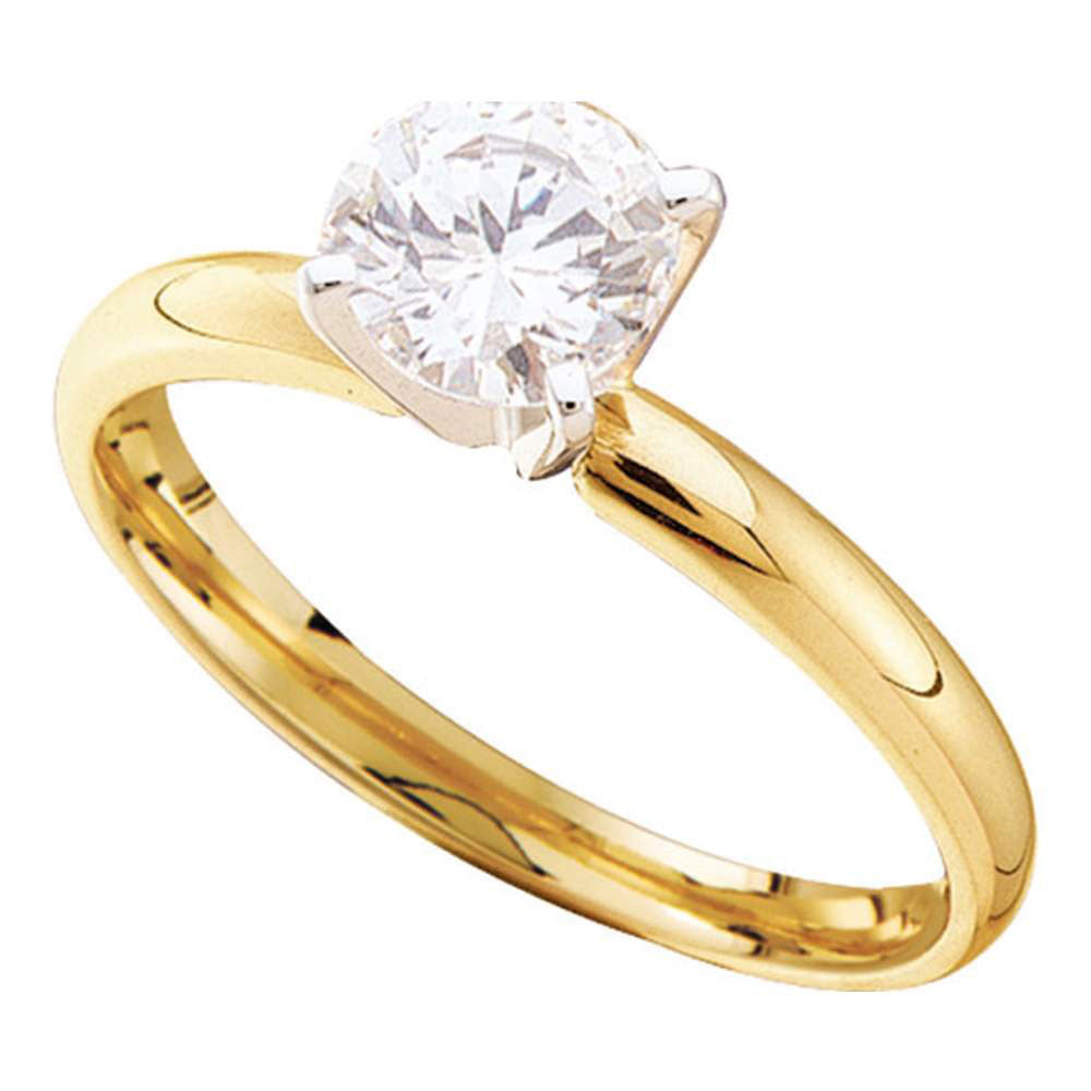 14kt Yellow Gold Womens Round Diamond Solitaire Bridal Wedding Engagement Ring 7/8 Cttw