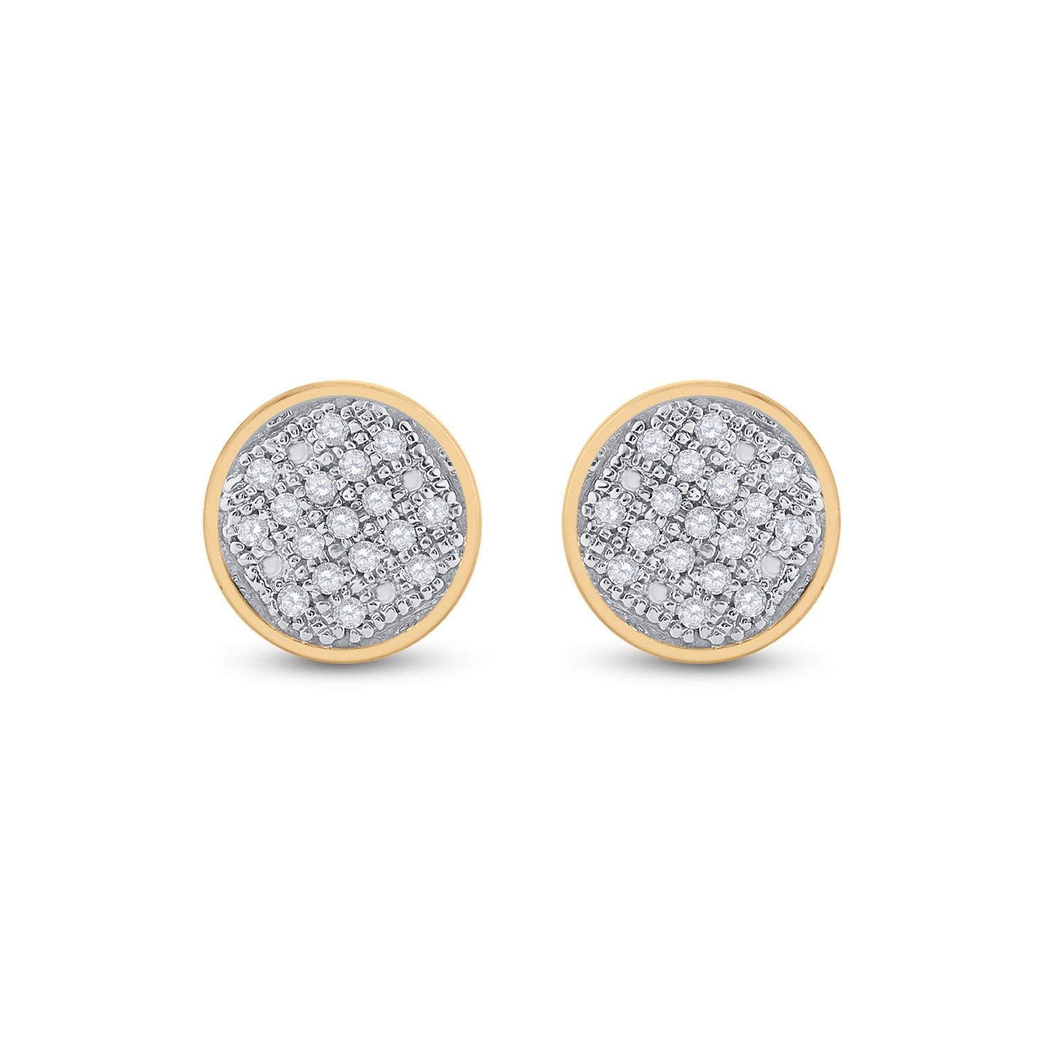 10kt Yellow Gold Womens Round Diamond Circle Cluster Earrings 1/10 Cttw