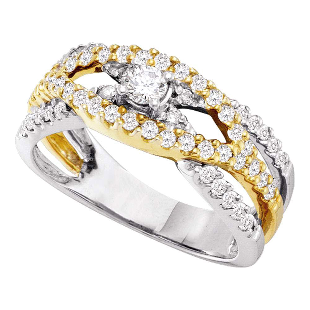 14kt White Gold Round Diamond Solitaire Two-tone Bridal Wedding Engagement Ring 3/4 Cttw