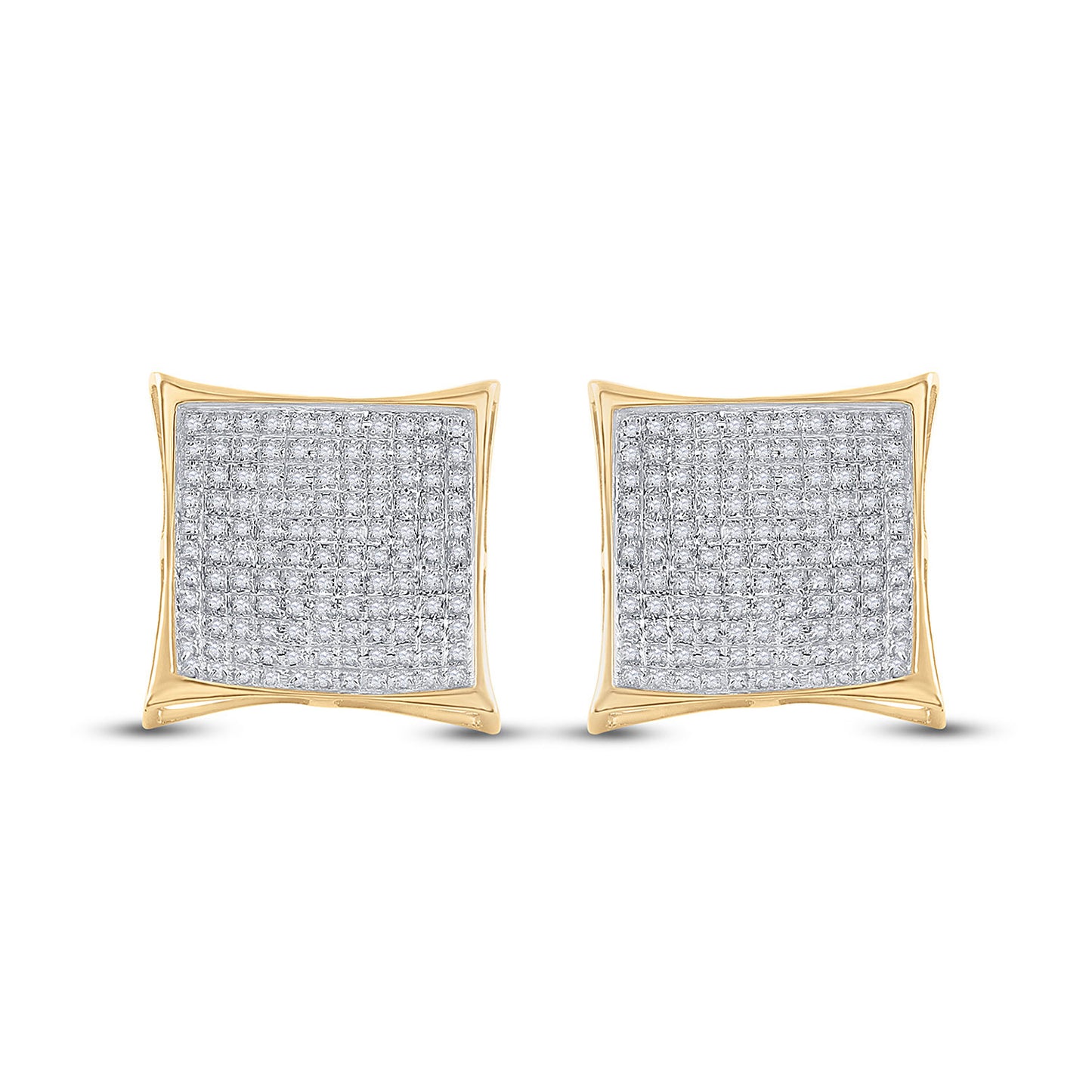 10kt Yellow Gold Womens Round Diamond Kite Cluster Earrings 3/4 Cttw