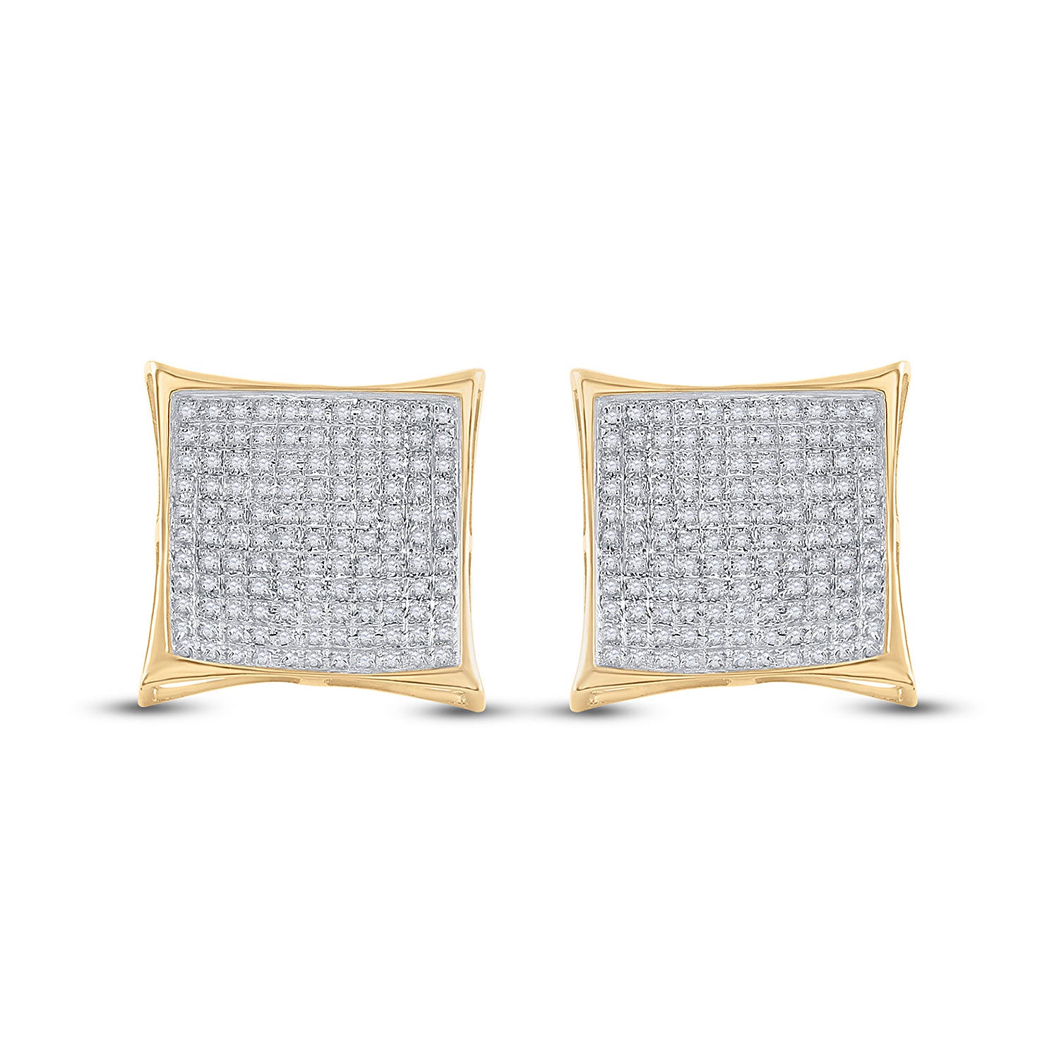 10kt Yellow Gold Womens Round Diamond Kite Cluster Earrings 3/4 Cttw